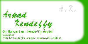 arpad kendeffy business card